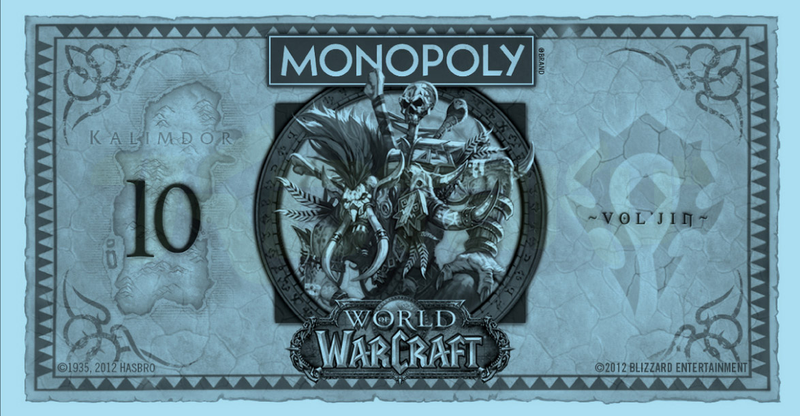 Illustration for article titled World of Warcraft Monopoly Puts a Fresh Face on Fake Currency